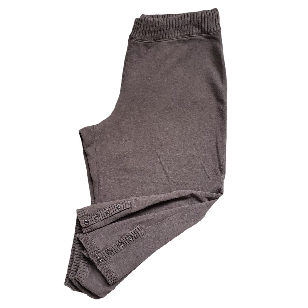 J Jill Womens Pants Large Capri Cropped Brown Cotton Elastic Waist Straight Boho